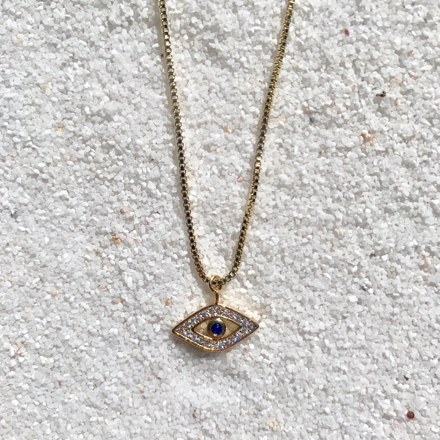 Rhiannon Necklace - 14k Gold Filled Chain and Evil Eye Charm Necklace-Au+ORA