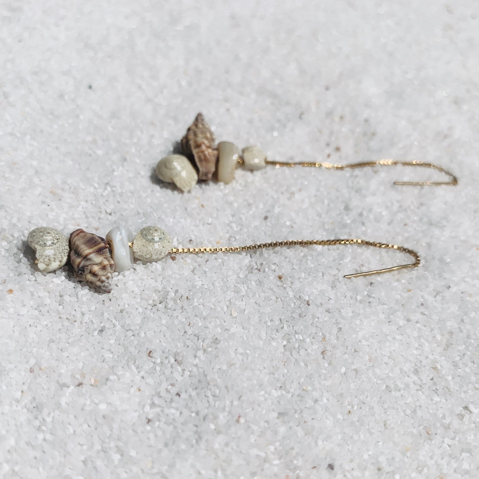 Kokomo Seashell Threaders Earrings-Au+ORA