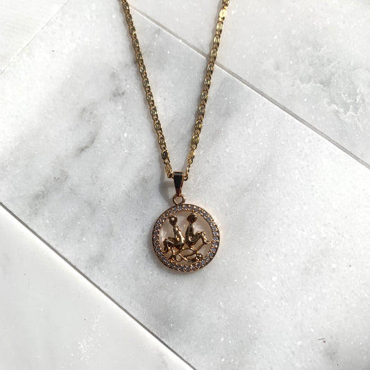 Zodiac Gemini Gold Necklace-Au+ORA