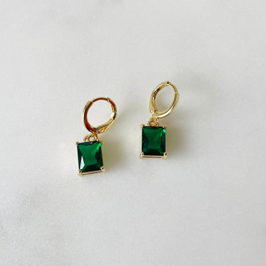Emerald Gemstone Huggies