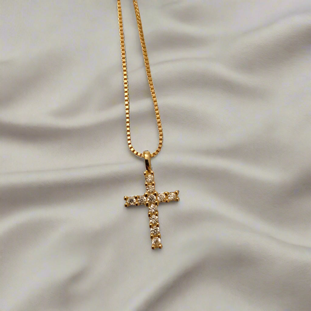 Hold Me Now Gold Cross Necklace-Au+ORA