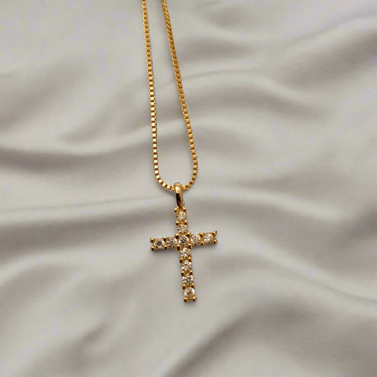 Hold Me Now Gold Cross Necklace-Au+ORA