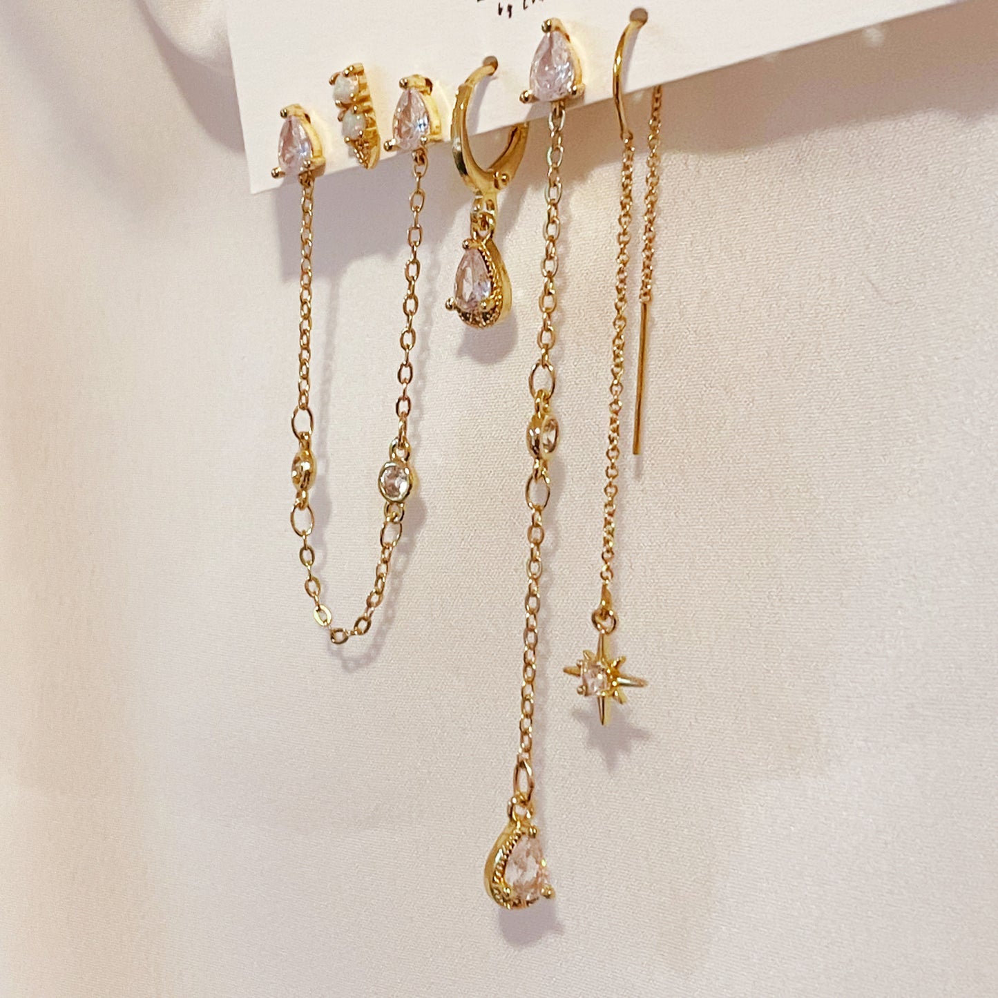 Starshine Threader Earrings Gold Filled Delicate Dangle