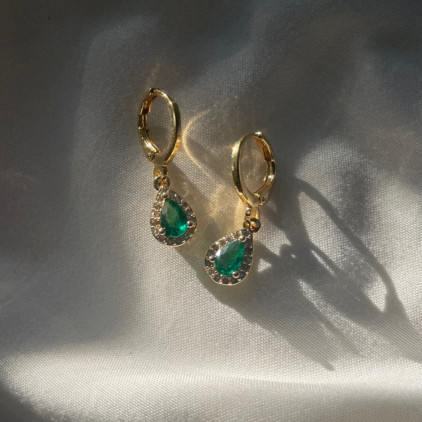 Baby Teardrop Emerald Earrings