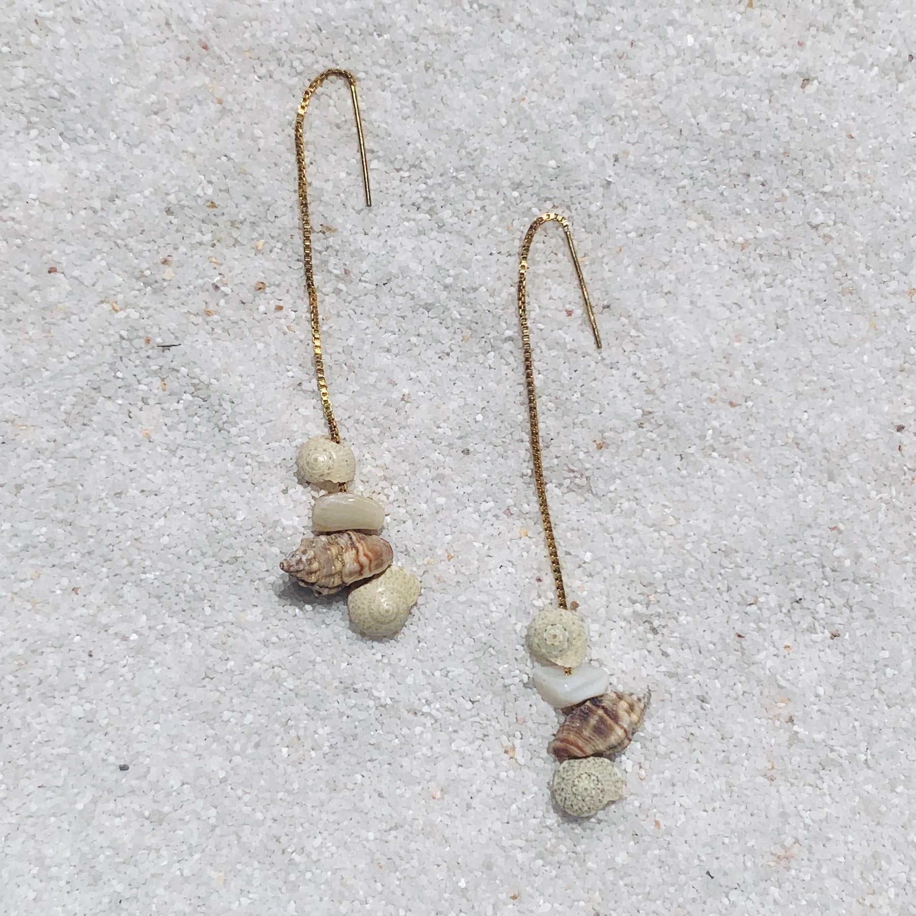 Kokomo Seashell Threaders Earrings-Au+ORA