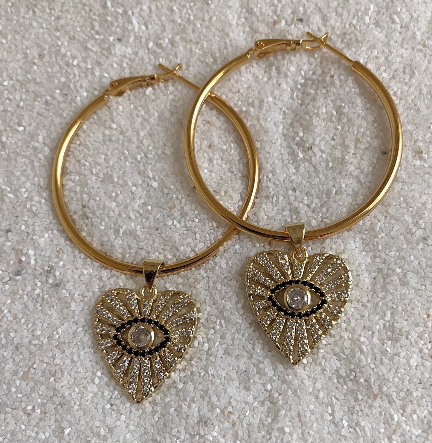 Listen To Your Heart Gold Hoops. Third eye Gold Filled Hoops