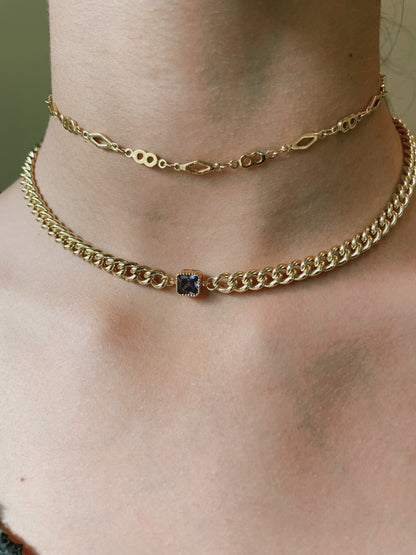 Night Bird Amethyst Gem Gold Chain Necklace