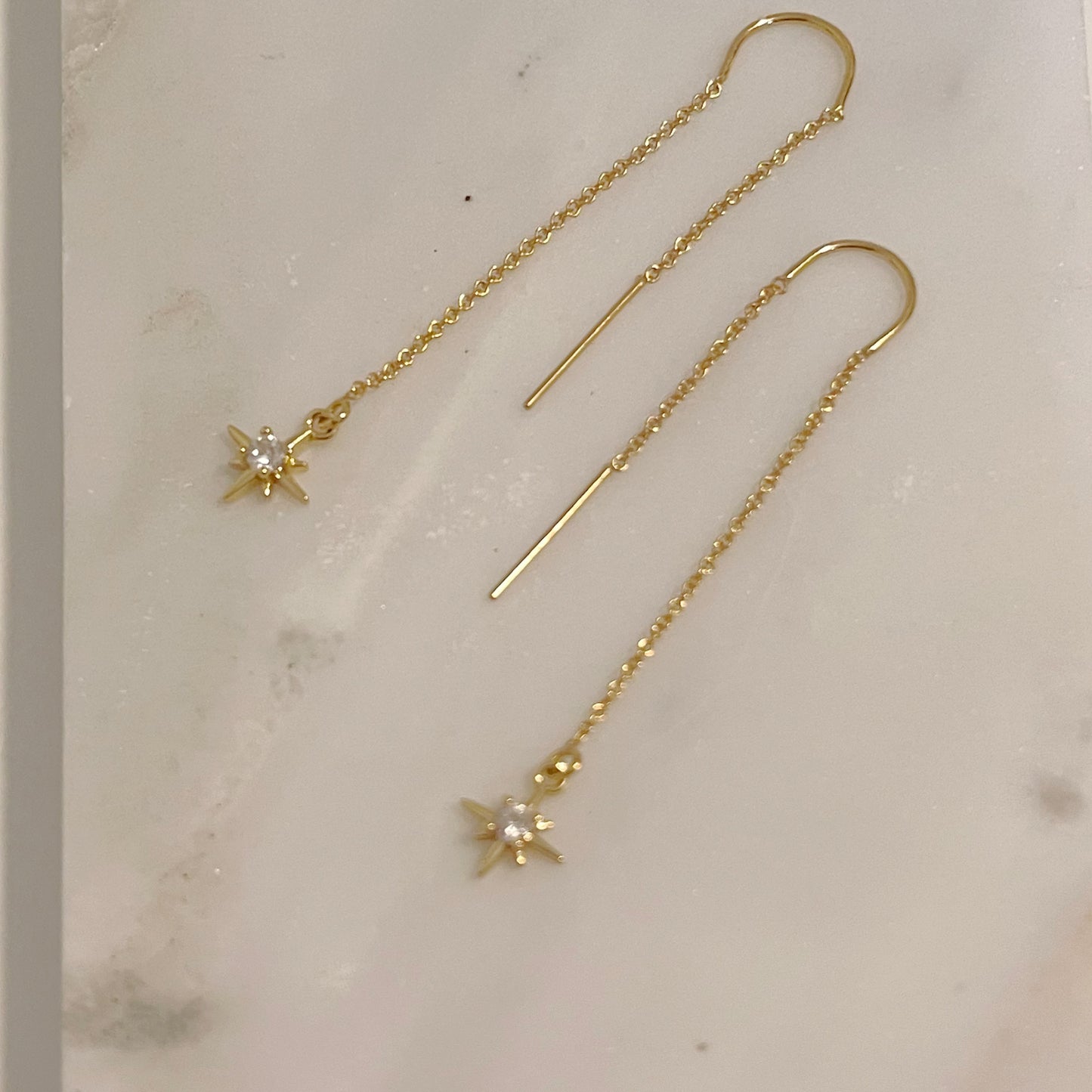 Starshine Threader Earrings Gold Filled Delicate Dangle