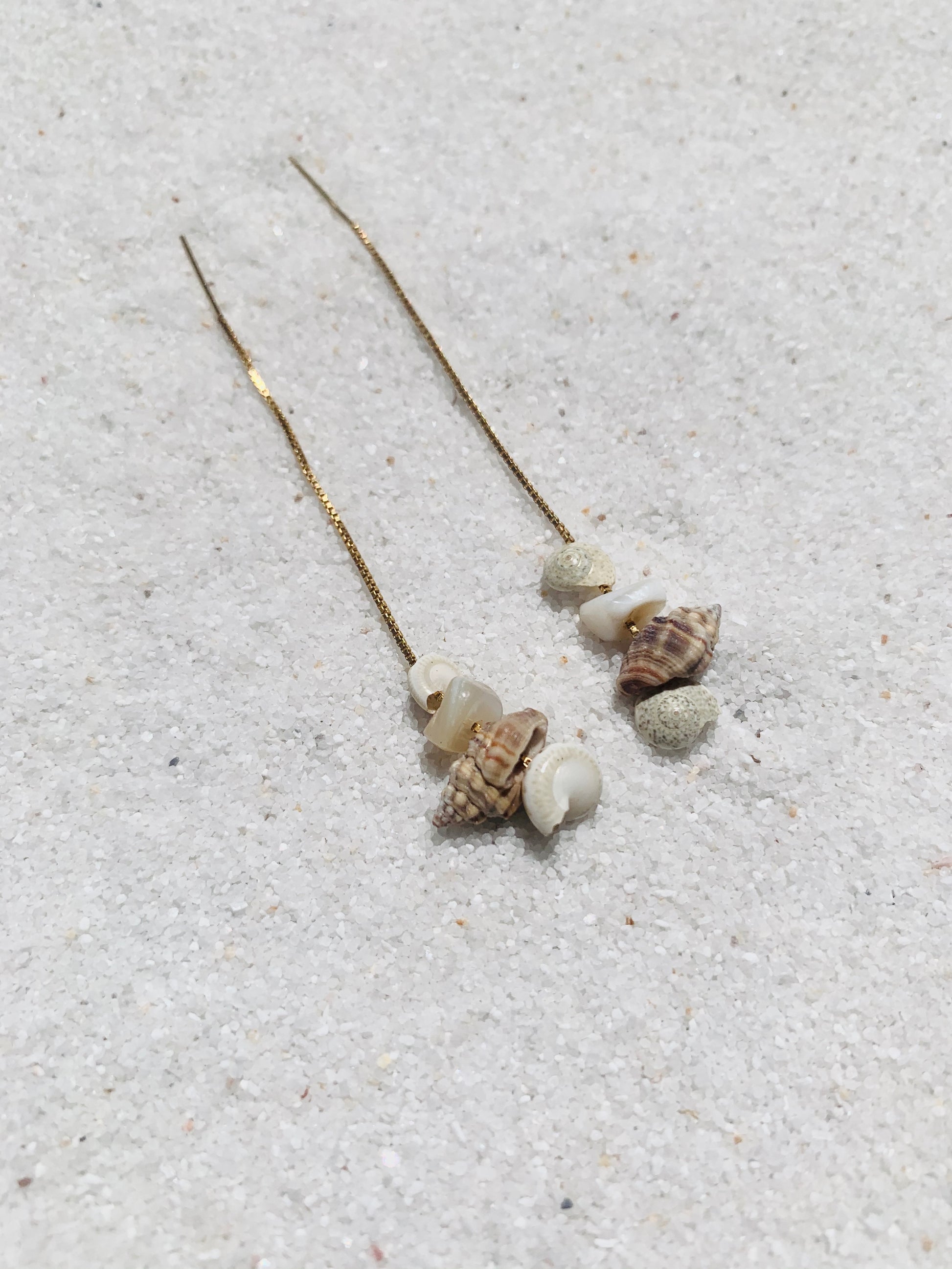 Kokomo Seashell Threaders Earrings-Au+ORA