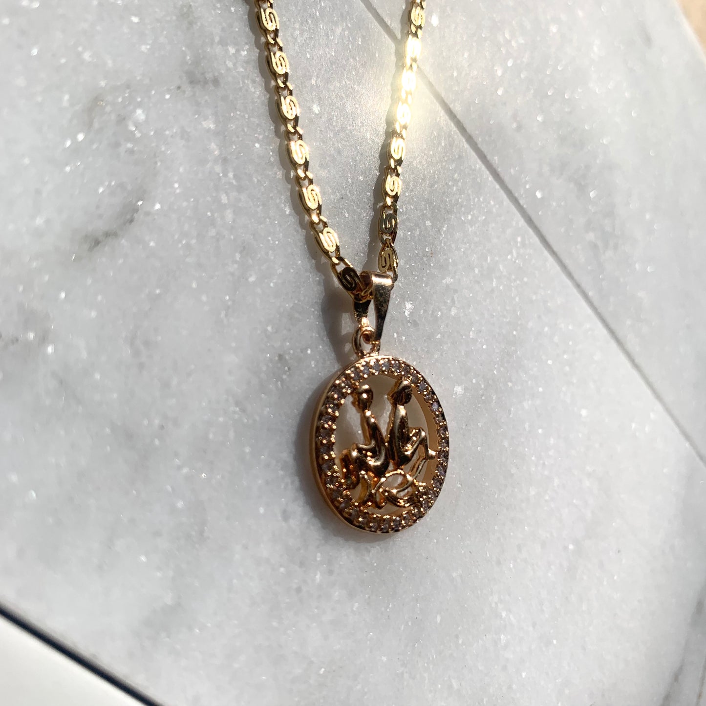 Zodiac Gemini Gold Necklace-Au+ORA