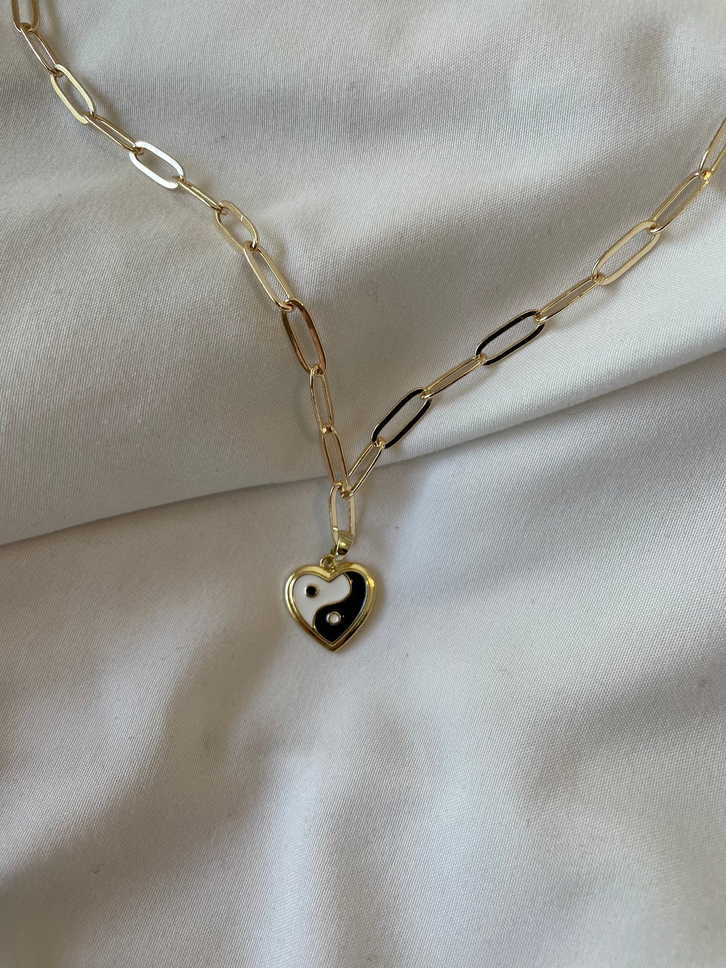Balanced Love Paperclip Chain Yin Yang Necklace