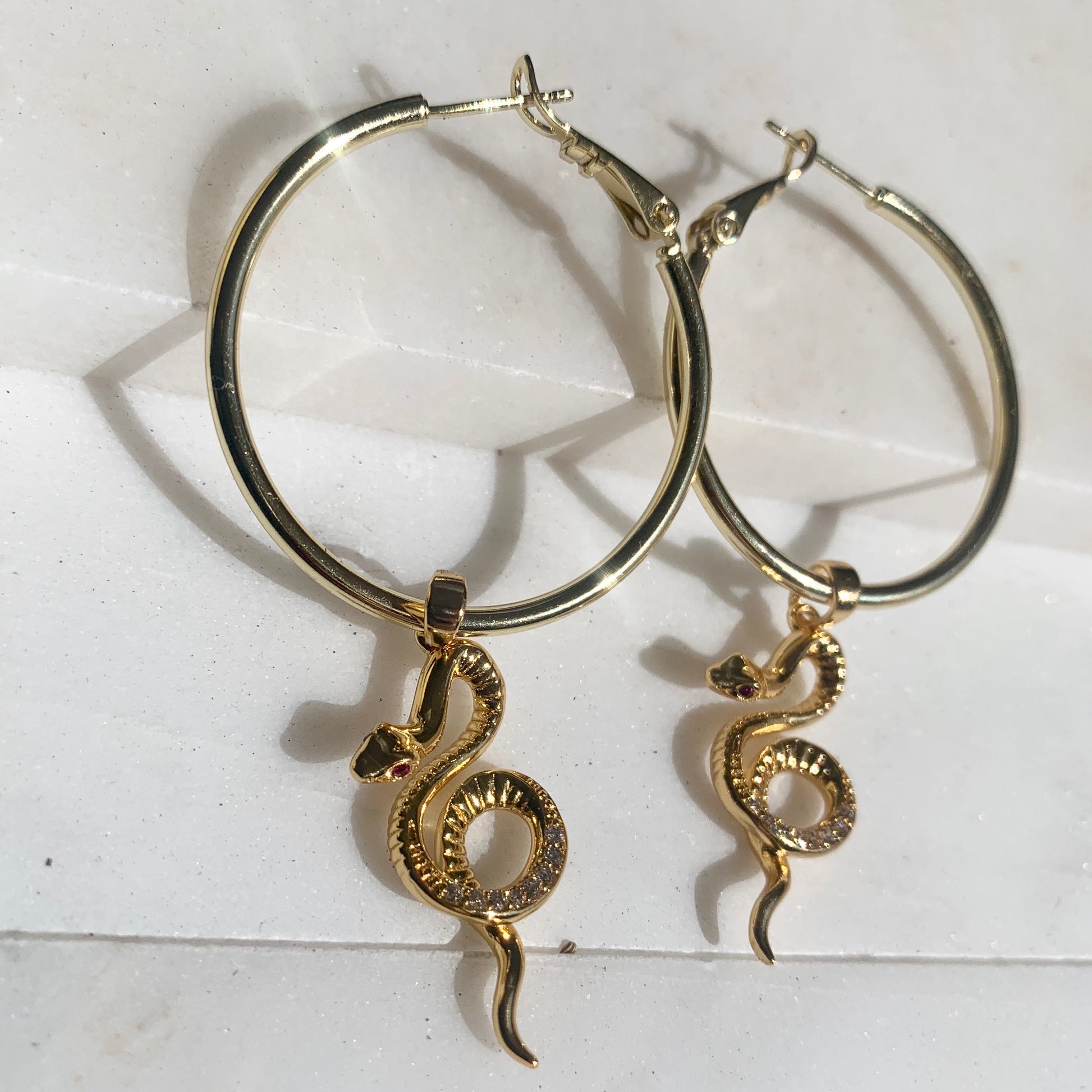 Serpent ♱ Hoops - 18K Gold Filled Snake Earrings-Au+ORA