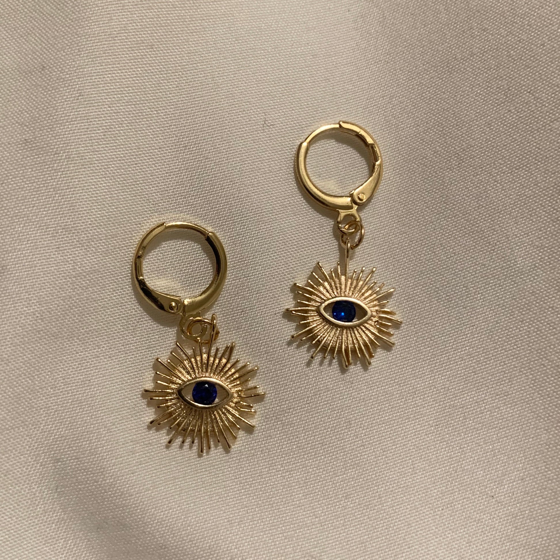 The Cure Blue Sun Protector 18k Huggie Earrings-Au+ORA
