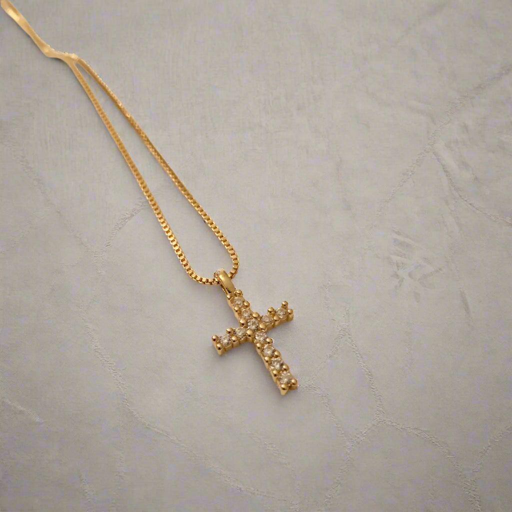 Hold Me Now Gold Cross Necklace-Au+ORA
