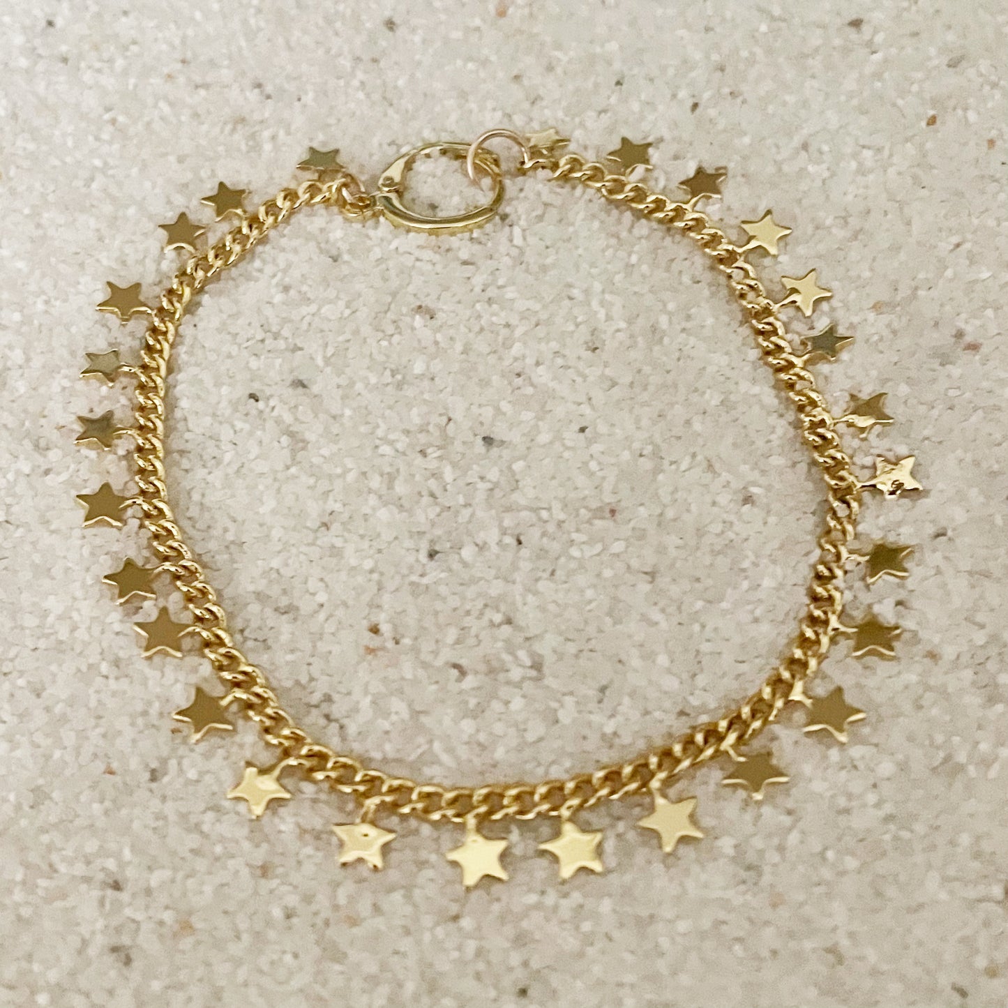 Fireworks Bracelet. Gold Star Charm Chain Bracelet