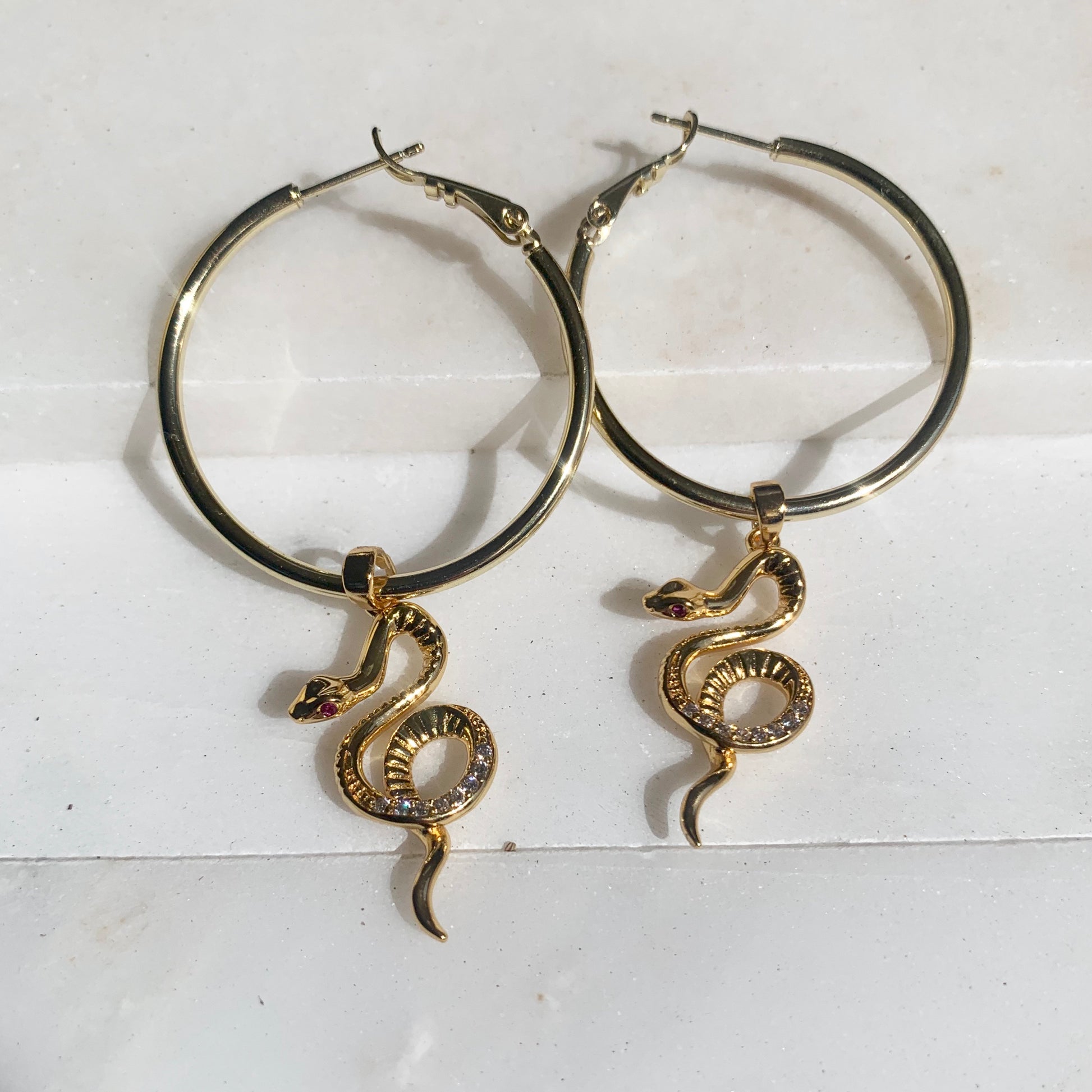 Serpent ♱ Hoops - 18K Gold Filled Snake Earrings-Au+ORA