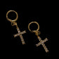 Hold Me Now Gold Diamond Cross Huggie Earrings-Au+ORA