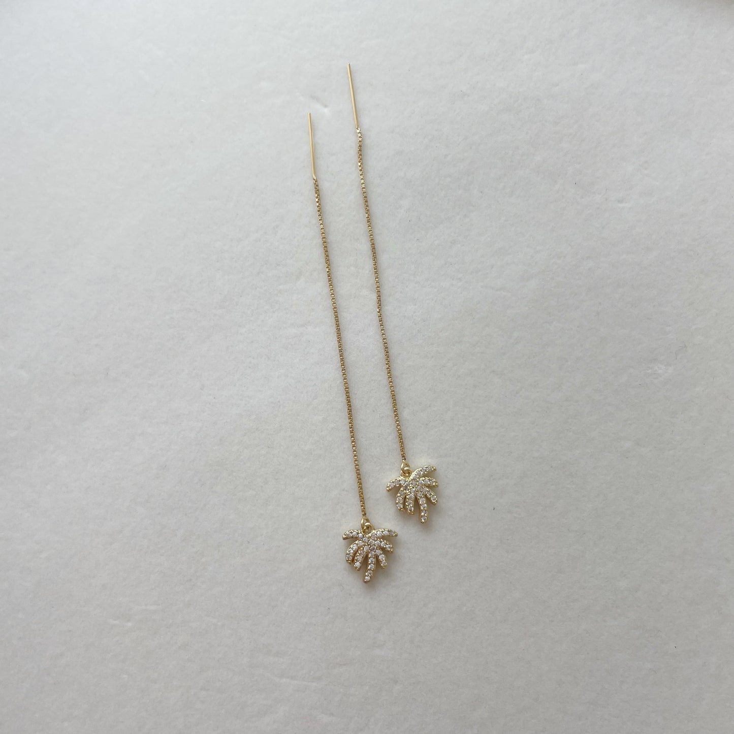 Palm Springs Threader Earrings. Gold Filled Threaders Tiny Cz Palm Trees