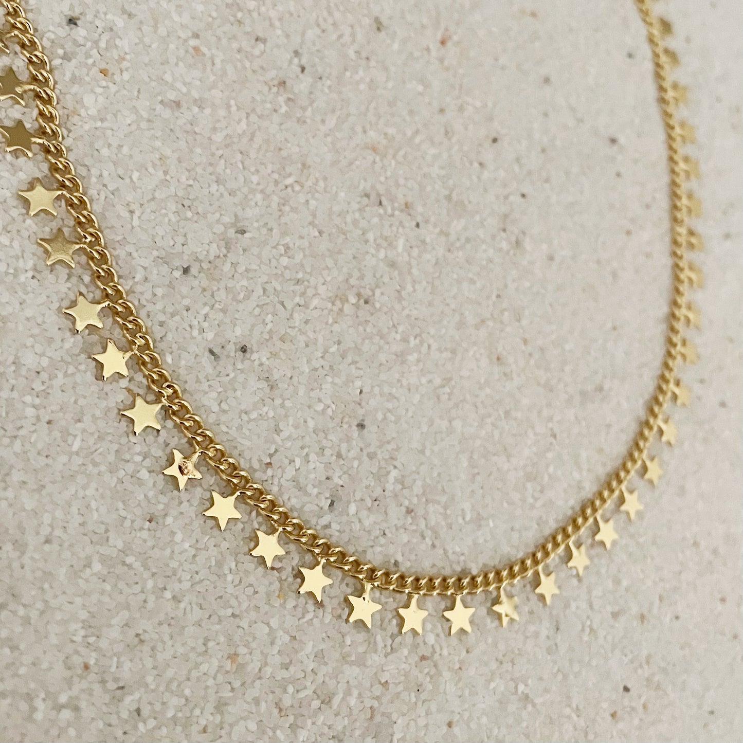 Fireworks Necklace. Gold Star Charm Chain Choker Necklace