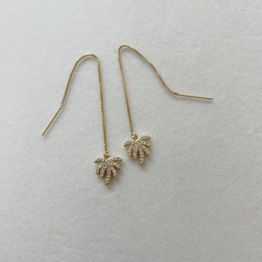 Palm Springs Threader Earrings. Gold Filled Threaders Tiny Cz Palm Trees